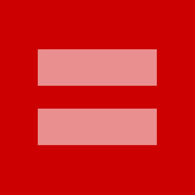 A red box with pink equality lines in support of same-sex marriage ...