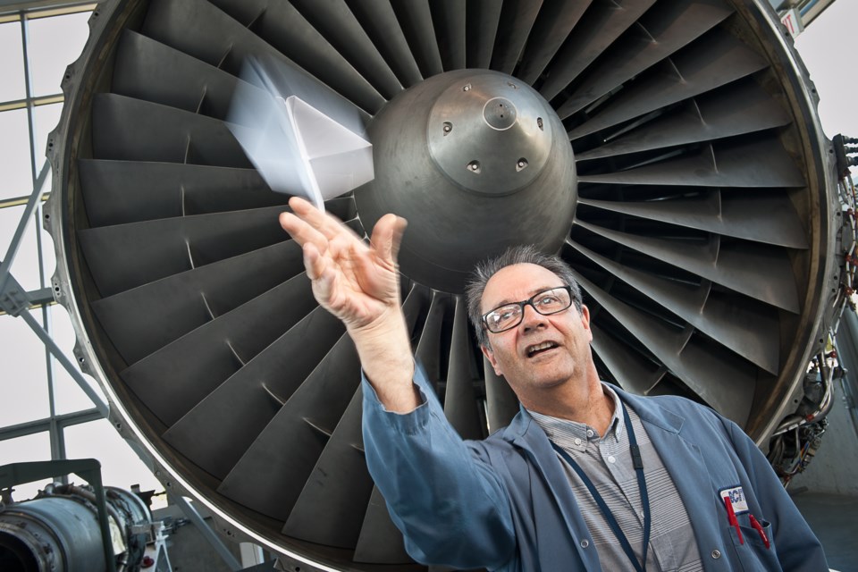 Ralph Heldt, an aircraft maintenance instructor at the BCIT Aerospace Campus in Richmond, will coach participants on the aerodynamics of paper airplanes. Photo Rob Newell.