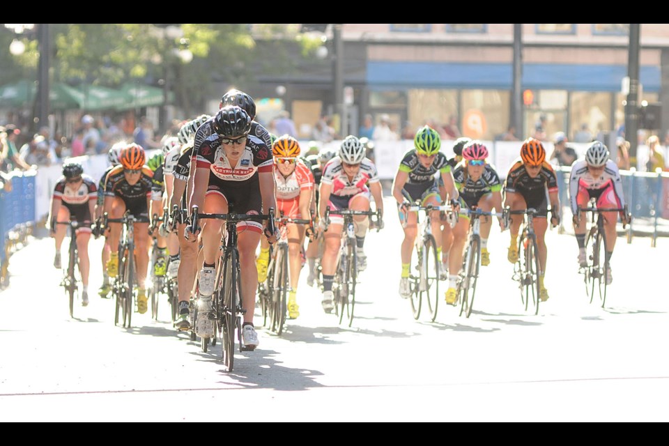 Women fly through the 42-kilometre Gastown Grand Prix on one of 35 laps. Photo Dan Toulgoet