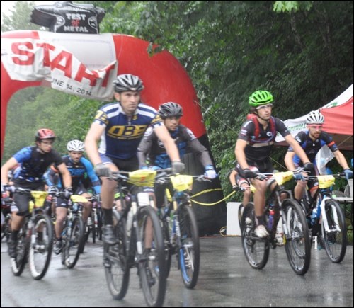 Riders blast off from the finish line at the Gearjammer on Saturday (July 19).