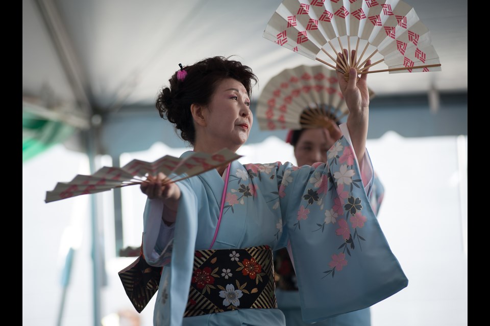 Saturday afternoon’s attendees of the Powell Street Festival were treated to performances on the main stage from the Satsuki-kai Dancing Group. The dancers are from the Nishikawa School of classical Japanese dancing. Photograph by: Rebecca Blissett