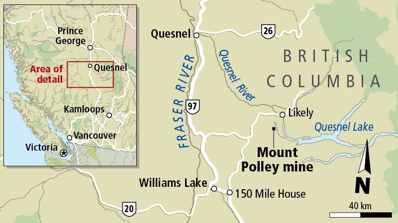 Mount Polley mine map