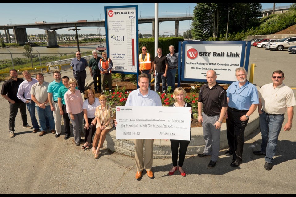 Rail safety has paid off for New Westminster’s Royal Columbian Hospital. For two years, locally based Southern Railway of British Columbia has matched funds saved by its employees through injury prevention and donated them to the Royal Columbian Hospital Foundation. Over that time, the employees’ safety record has resulted in $126,000 in extra cash for the hospital. “This is a brilliant example of how to take a company goal and turn it into an opportunity to give back to the region,” Royal Columbian Hospital Foundation chair Doug Eveneshen said in a press release. “We’re incredibly grateful to Southern Railway of British Columbia for their generosity and to its employees for their ongoing dedication to safety.” Royal Columbian Hospital Foundation is a provincial and regional independent charitable foundation that raises millions of dollars annually to help fund priority equipment needs, facility enhancements, research, education and innovation at RCH. For more information about the foundation, visit www.rchfoundation.com or contact us at 604 520 4438.