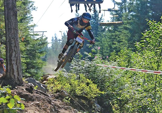 North Vancouver's Daniel Shaw blasts through a training run at last week's Crankworx competition. This summer Shaw won the junior category at the Canadian Mountain Bike Downhill Championships, earning himself a spot in the UCI Mountain Bike Junior World Championships scheduled for Sept. 2-7 in Norway.