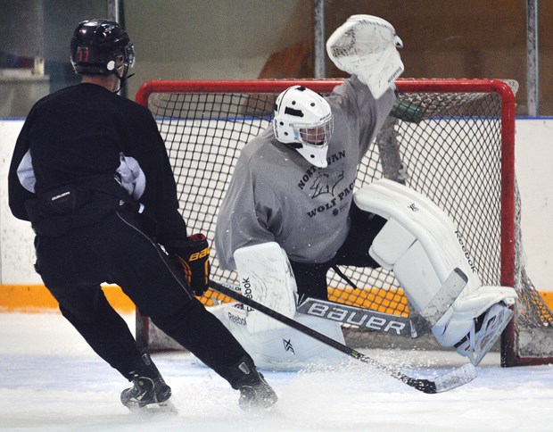 North Van Wolf Pack hopefuls in action during a recent tryout. The Pack will play its home opener Saturday, Sept. 13 against the Richmond Sockeyes at Harry Jerome Recreation Centre.