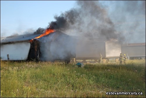 Estevan Fire Rescue and City Police were on scene tending to a trailer fire in the evening of August 12.