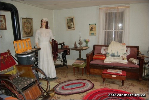 An exhibit from the pioneer days in Midale of an old living room