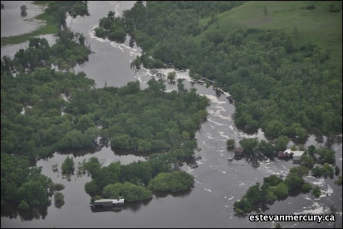 Aerial photos of flooding in Estevan area Monday afternoon, following further water releases from both Boundary and Rafferty dams.