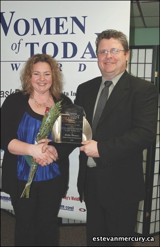 Debbie Clemens, winner of the SaskPower award for Outstanding Contribution to the Workplace