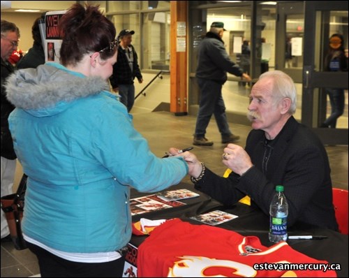 Lanny McDonald stopped in Estevan Jan. 13 for Estevan Bruins fan appreciation night. He signed autographs, auctioned of jerseys for the Bruins Scholarship fund and participated in intermission events. If you recognize a friend head to our Facebook page and tag them. https://www.facebook.com/EstevanMercury