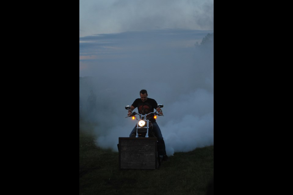 Winner of the burnout contest, Curtis Monette, was also the lead singer of the Tone Benders band that performed at Boogie Fest.