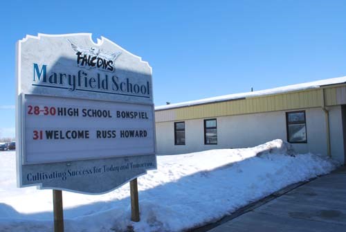 The school sign welcomes Russ Howard to the community.