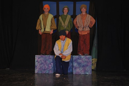 This year the play put on with CES students by the Missoula Children&#8217;s Theatre was an adaptation of &#8216;Treasure Island.&#8217; Front and centre is Ronald Allary who played the leading role of Jim Hawkins, surrounded here by his loyal Ruffians.