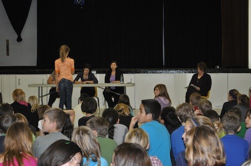 Students from grades four to six competed in a Spelling Bee, held in the gymnasium of the Carlyle Elementary School.