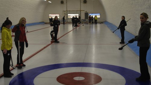 Team Holland skip Amber Holland spends time on the ice with children, youth and adults in Maryfield on Dec. 10.