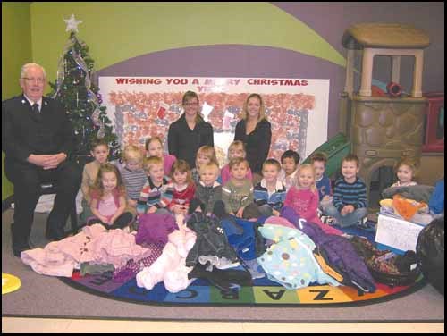 The Yorkton Nursery School Cooperative collected outdoor winter clothing from students&#8217; families for a &#8220;Coats for Kids&#8221; campaign earlier this month. The generous donations were picked up by the Salvation Army&#8217;s Envoy Roy Bladen on December 5.