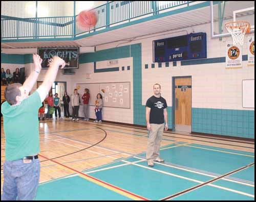 Jordan Bieber takes a free throw shot during his school&#8217;s fundraise last Wednesday in support of Telemiracle 35. The school raised well over $7000 in a time span of about four days.