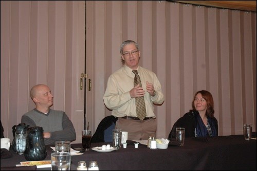 David Dekker, general manager of the Northwestern Radio Partnership (CJNB, Q98, 93.3 The Rock) was the featured speaker during the Nov. 19 Saskatchewan Young Professionals and Entrepreneurs luncheon at Venice House.