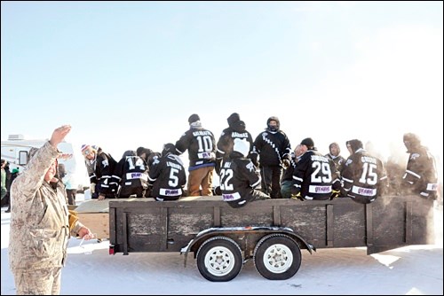 A cheer for the Battlefords North Stars, who played their final home game of the regular season the night Friday and were out selling 50/50 tickets at Jackfish Saturday.