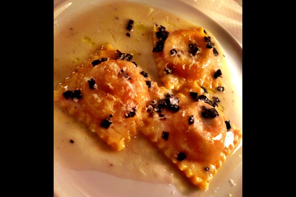 Rob Feenie’s butternut squash and marscarpone ravioli with black truffle butter was a showstopper at one of the guest chef dinners celebrating the 30th anniversary of Le Crocodile and its chef-owner Michel Jacob.