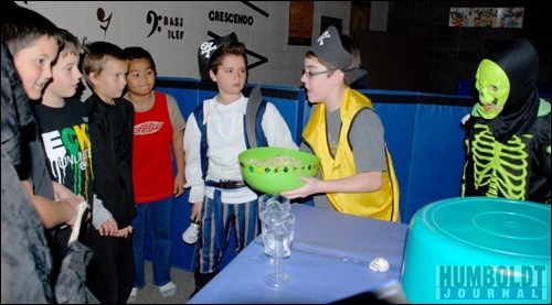 As part of their Halloween festivities on October 29, the Grade 8 students at St. Augustine School created a pirate ship for the younger students to visit. In the pirate ship they encountered many different pirate horrors, including a galley full of ghostly food, like brains, eyeballs and spiders.