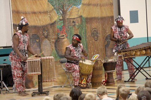 Masabo visited M.C. Knoll school recently, bringing the kids a taste of African music, dance and storytelling. The group, from west Africa, brought traditional African instruments and songs to  entertain the kids and teach them about their culture.