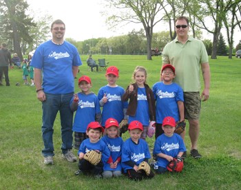 Front L-R: Karsten Bonar, Jersey Graves, Matthew Ross, Jack Puckett. Front L-R: Roman Campeau, Ryden Graves, Josh-Lynn Kohut, Ashton Friday.  Coaches: Ryan Bonar, Dave Graves Missing: Griffen Hasper