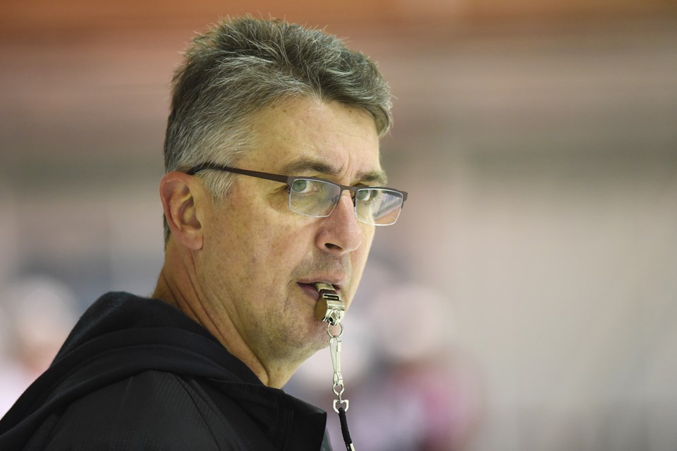 Claude Noel at a Giants practice Dec. 4, 2014. Photo Dan Toulgoet