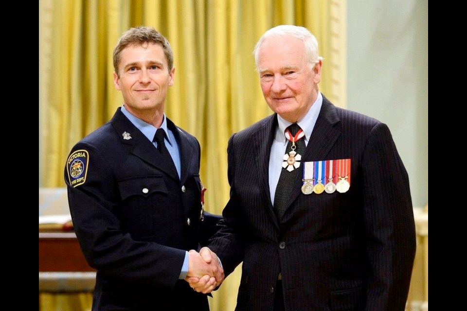 Cody Gidney and Gov. Gen. David Johnston.