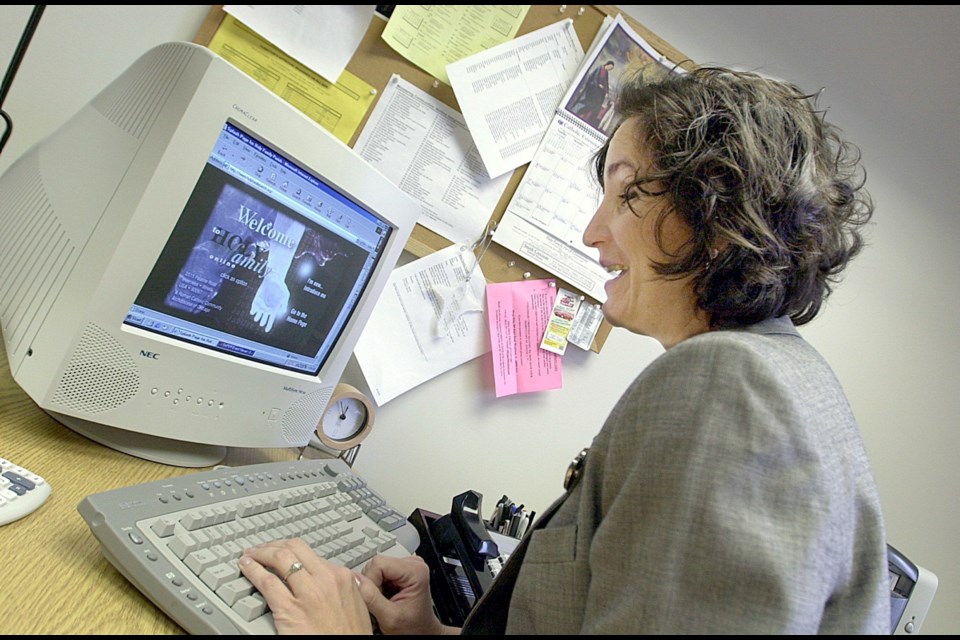 When sitting at a computer your monitor should be 1 to 2 feet away from your face, and your eyes should be level with the top of the monitor.