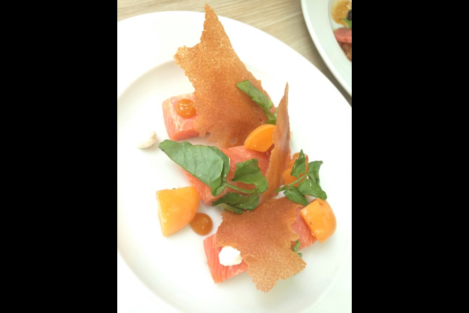 Smoked Steelhead trout with apricot and cream is one of the West Coast delights at the Beach Bay Cafe.