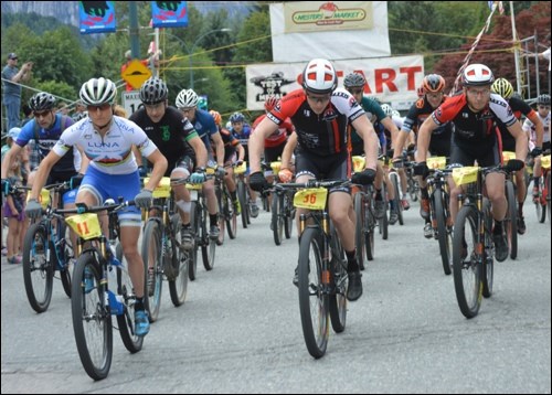 Riders blast off the finish line at Brennan Park during the Test of Metal on Saturday (June 20).