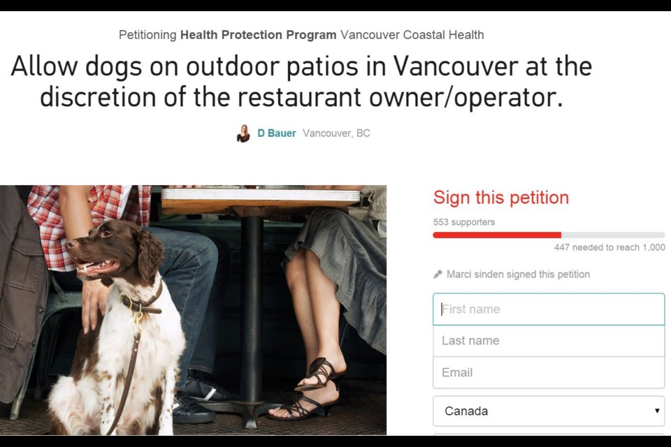 are dogs allowed in restaurants in bc