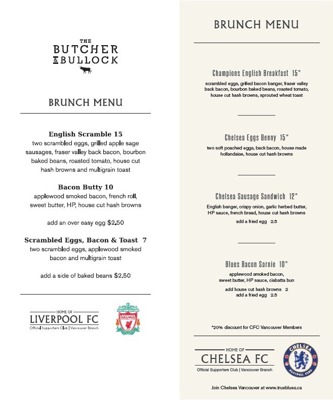 soccer menu