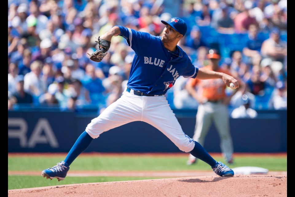 Toronto's David Price works against the Baltimore Orioles during first-inning action on Saturday.