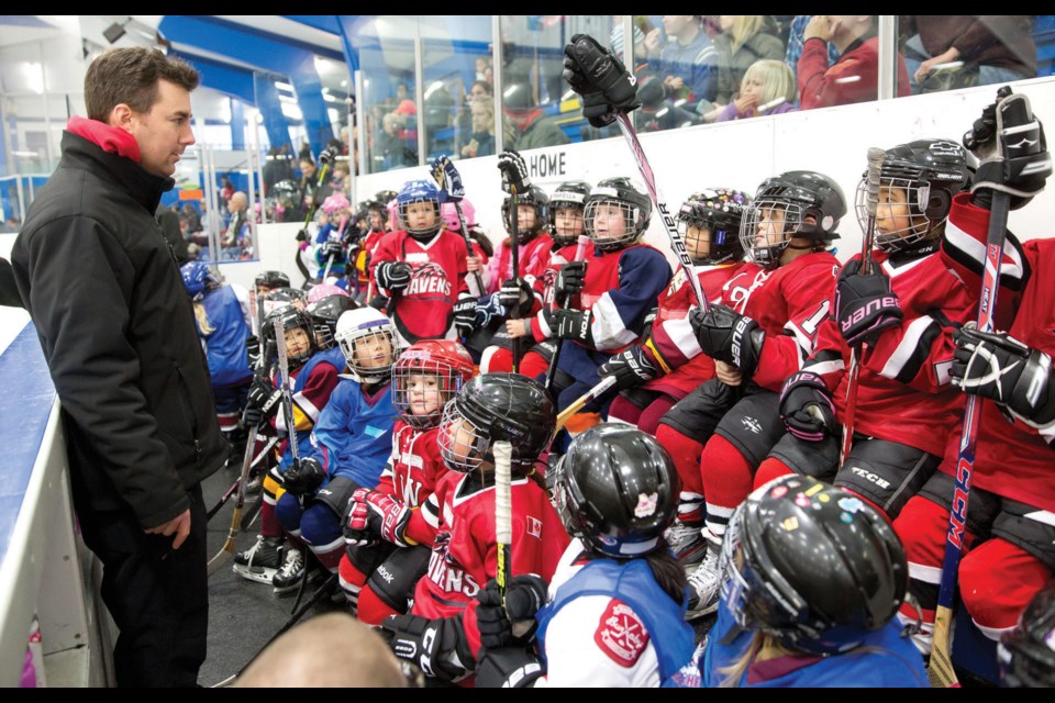 Richmond Ravens Female Hockey Association hosted over 140 Tyke age players from across the Lower Mainland last Sunday for a four hour fun-filled jamboree at Minoru Arenas. Led by the efforts of Jane Cyr and Kelly Brown, each participant was asked to bring an item for the Richmond Food Bank. In return, the players received a complimentary pizza lunch and were entertained by the Ravens Bantam C1 team that put the youngsters through a number of drills.