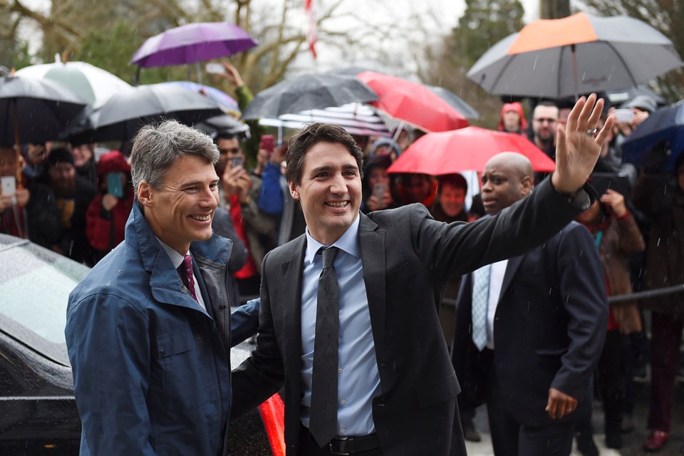 Mayor Gregor Robertson with Prime Minister Justin Trudeau at Vancouver city hall Dec. 17. Photo Dan Toulgoet