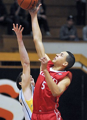 Carson's no. 5 Brayden Bellville at the opening tip off.