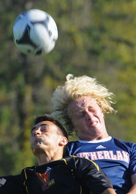 West Vancouver senior boys up against Sutherland in a AAA soccer match at Ambleside October 4th.