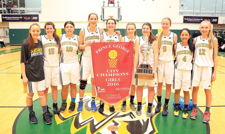 Duchess Park Condors won the women's championship game of the Prince George Sr. High School Basketball League on Tuesday on Northern Sport Centre. The Condors beat the College Heights Cougars by a final score of 87-31. Citizen Photo by James Doyle February 9, 2016