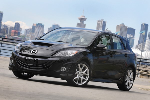 The massive hood scoop and shark-like front grille are your first clues that the raucously powerful Mazdaspeed3 is no ordinary hatchback. It is available at Morrey Mazda in the Northshore Auto Mall.