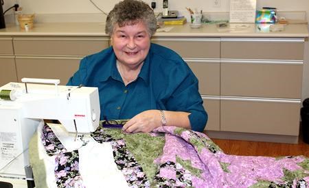 Cascade of quilts on display