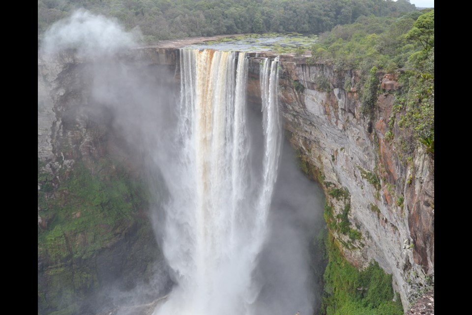 The 225-metre-high Kaiteur Falls in Guyana's verdant rainforest.