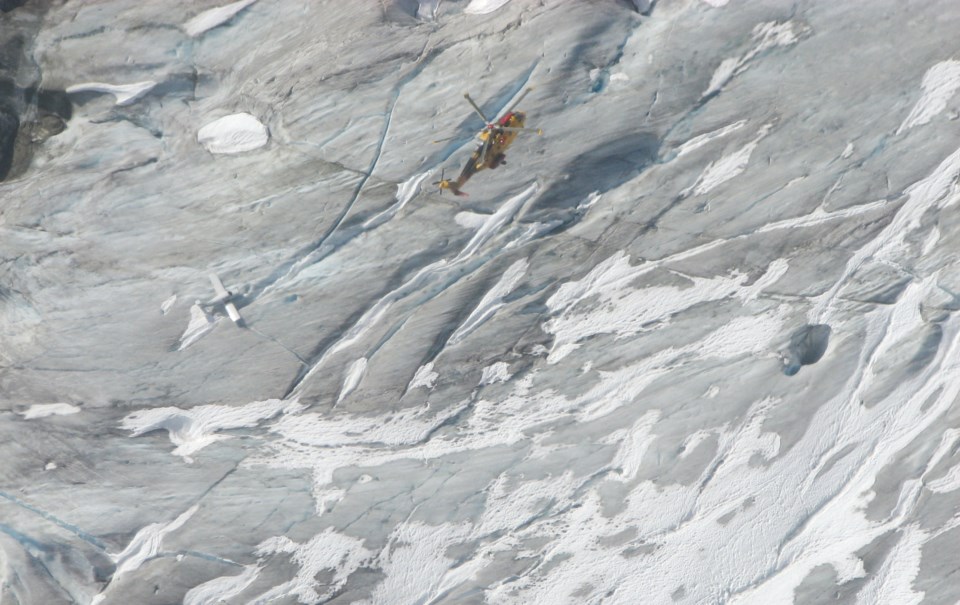 plane on glacier