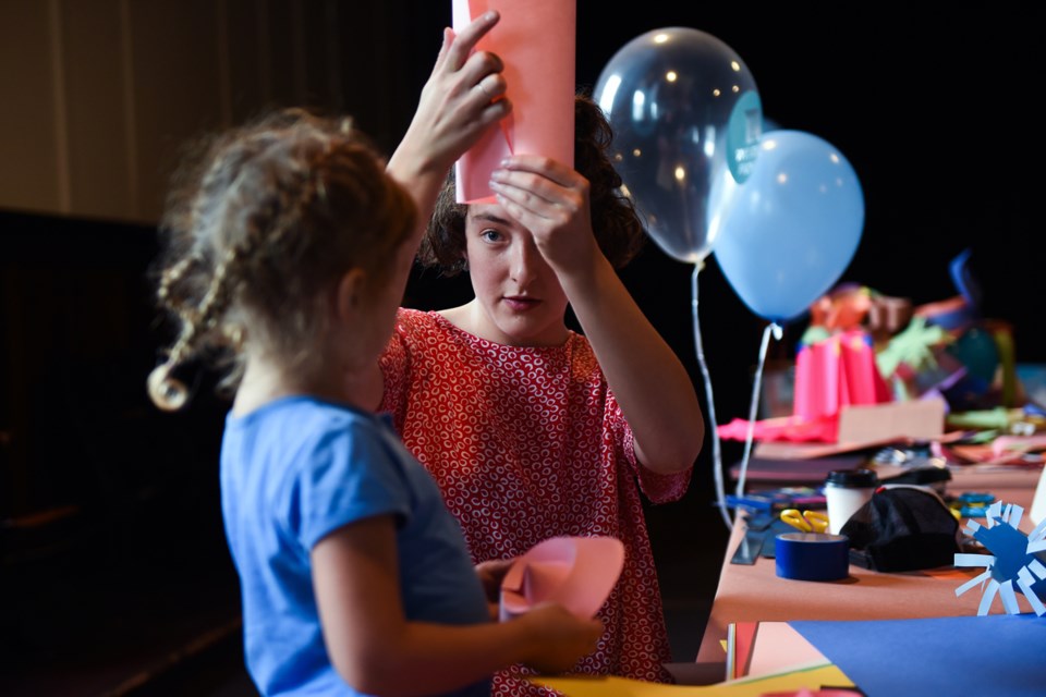 Artist Kara Hansen helped kids with hat-making during Western Front’s first-ever Family Day this past Saturday. Photograph by: Rebecca Blissett