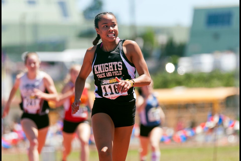 It was gold for Zion Corrales Nelson of the Burnaby Striders, as she won last week's 18-19 girls 200-metre dash at the Coquitlam Jesse Bent Invitational track meet.