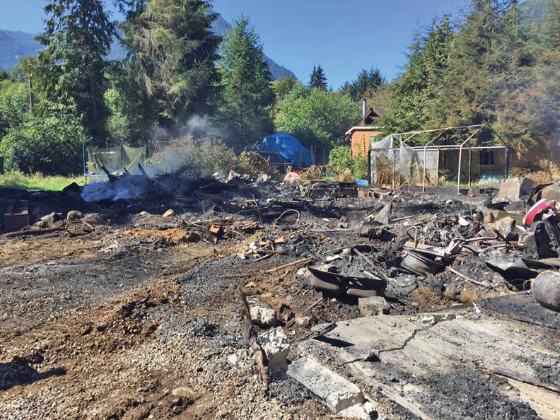 The debris from a home that used to stand on Dunham Road in Port Mellon. The house caught fire on the morning of Aug. 16. No one in the home was injured, although the family lost everything in the blaze.