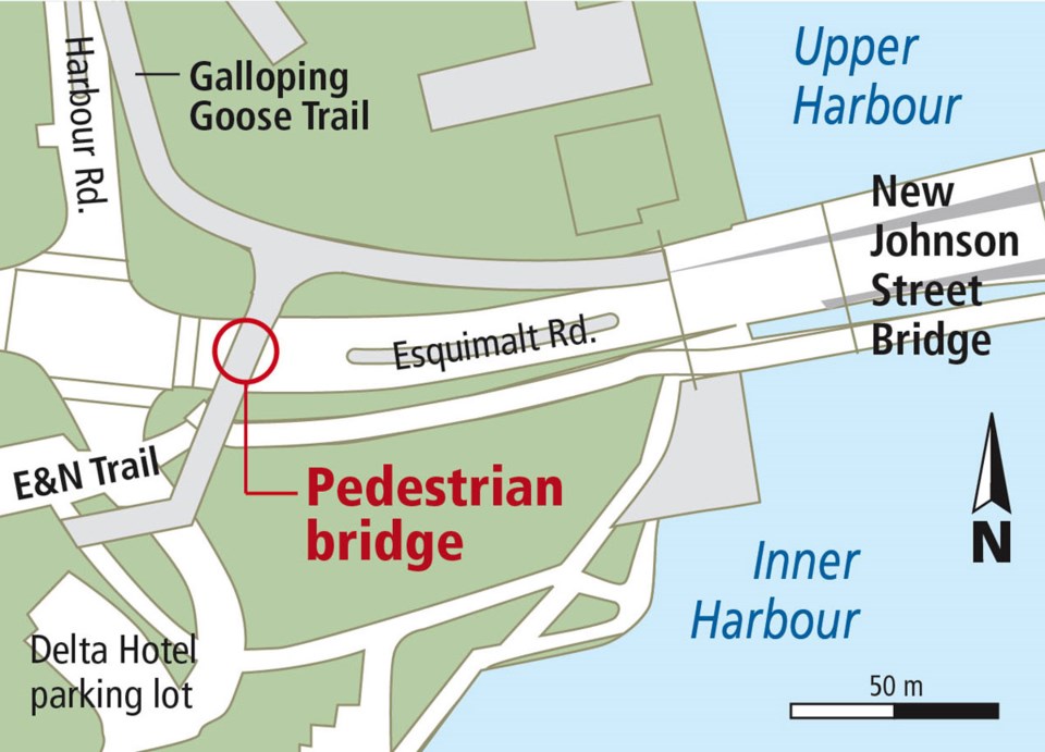 Pedestrian bridge over Esquimalt Road - map