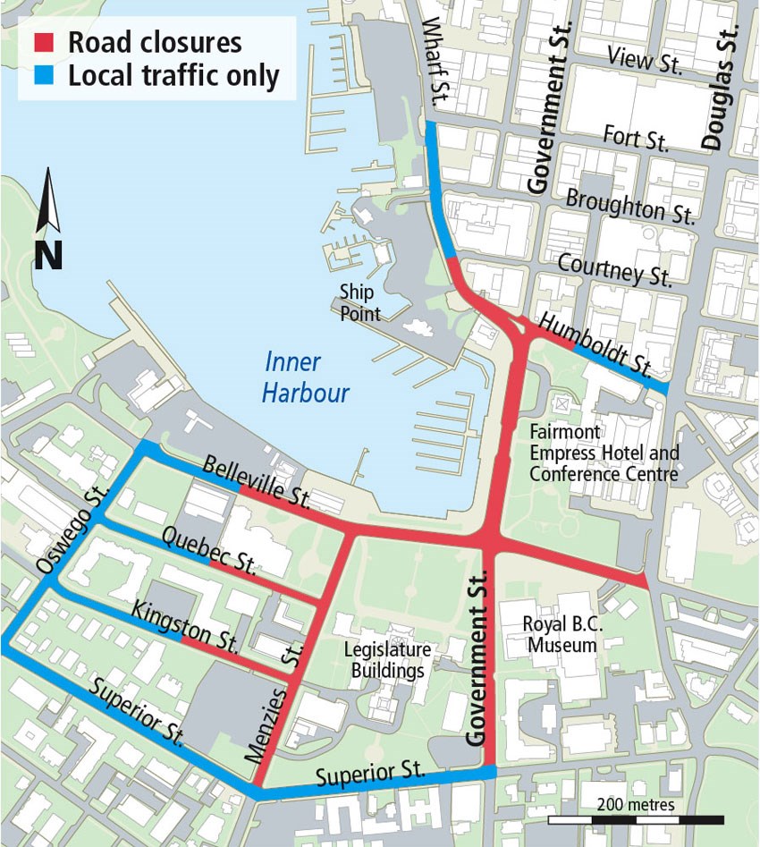 Royal visit road closures map