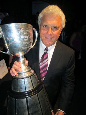 RCH triple bypass patient and former B.C. Lions coach Wally Buono escorted the Grey Cup to the New Westminster hospital's SHINE soiree held at the Sheraton Wall Centre.